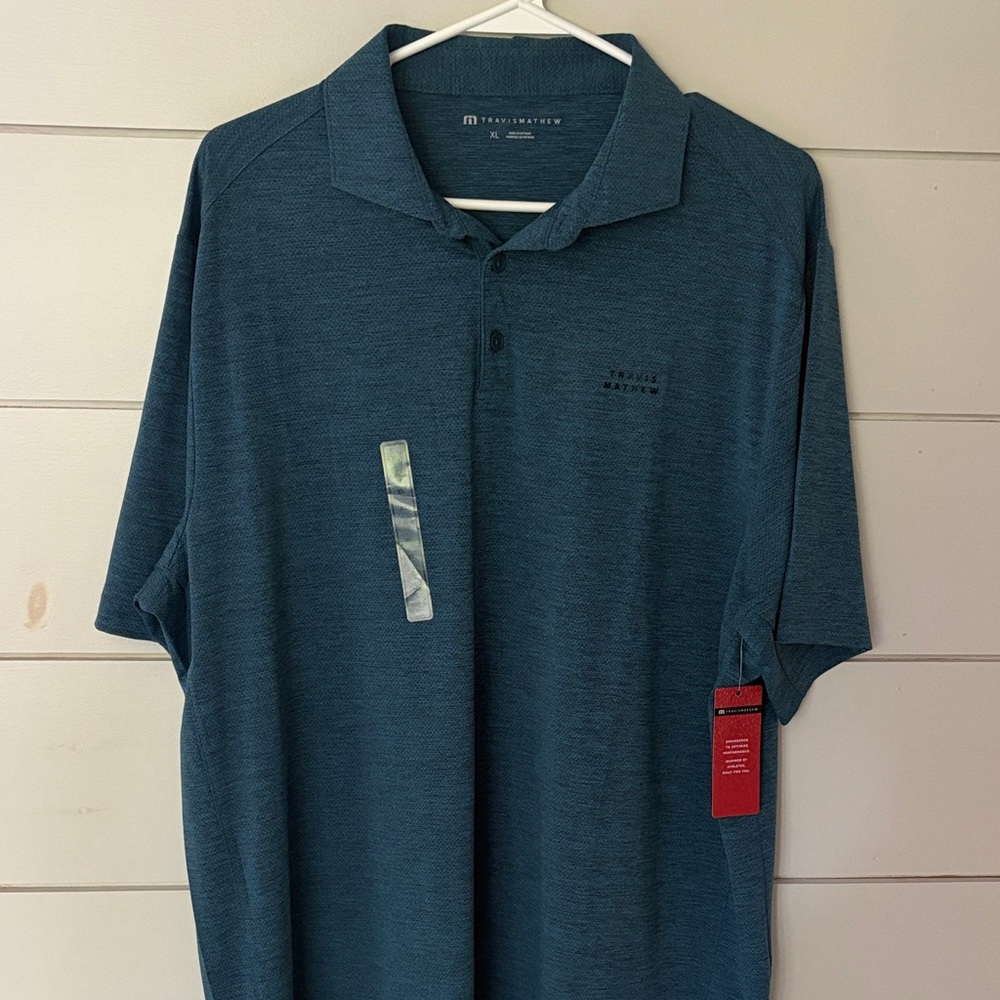 Travis Mathew Heater Teal Polo Shirt Mens XL